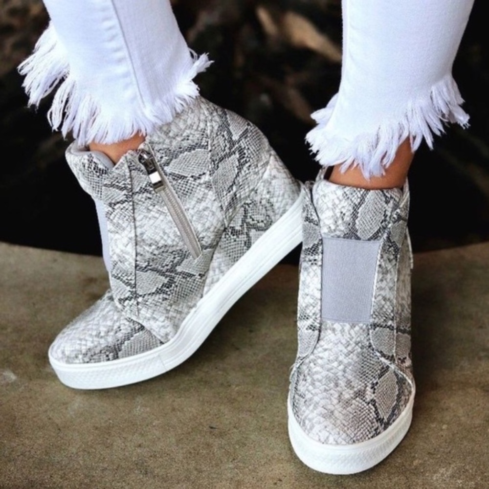 Snake Skin Print Sneakers